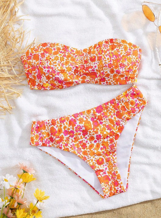 Damen Bandeau-Bikini mit elegantem Muster Nord Taschen