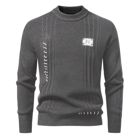 Herren Strukturiertes Rippstrick-Pullover mit Ziernähten und Logo‑Patch Nord Taschen