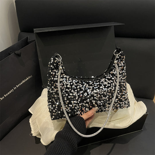 Damen modische Clutch aus funkelndem Pailletten mit elegantem Kettenriemen Nord Taschen