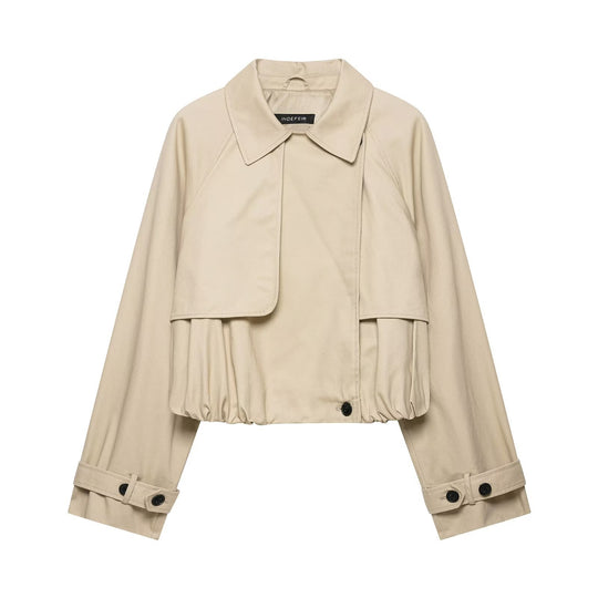 Damen 60+ Cropped Trenchblouson mit Cape‑Detail und Tunnelzugsaum Nord Taschen