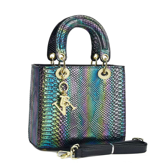 Damen elegante Mini-Handtasche im modernen Schlangenleder-Look mit abnehmbarem Tragegurt Nord Taschen