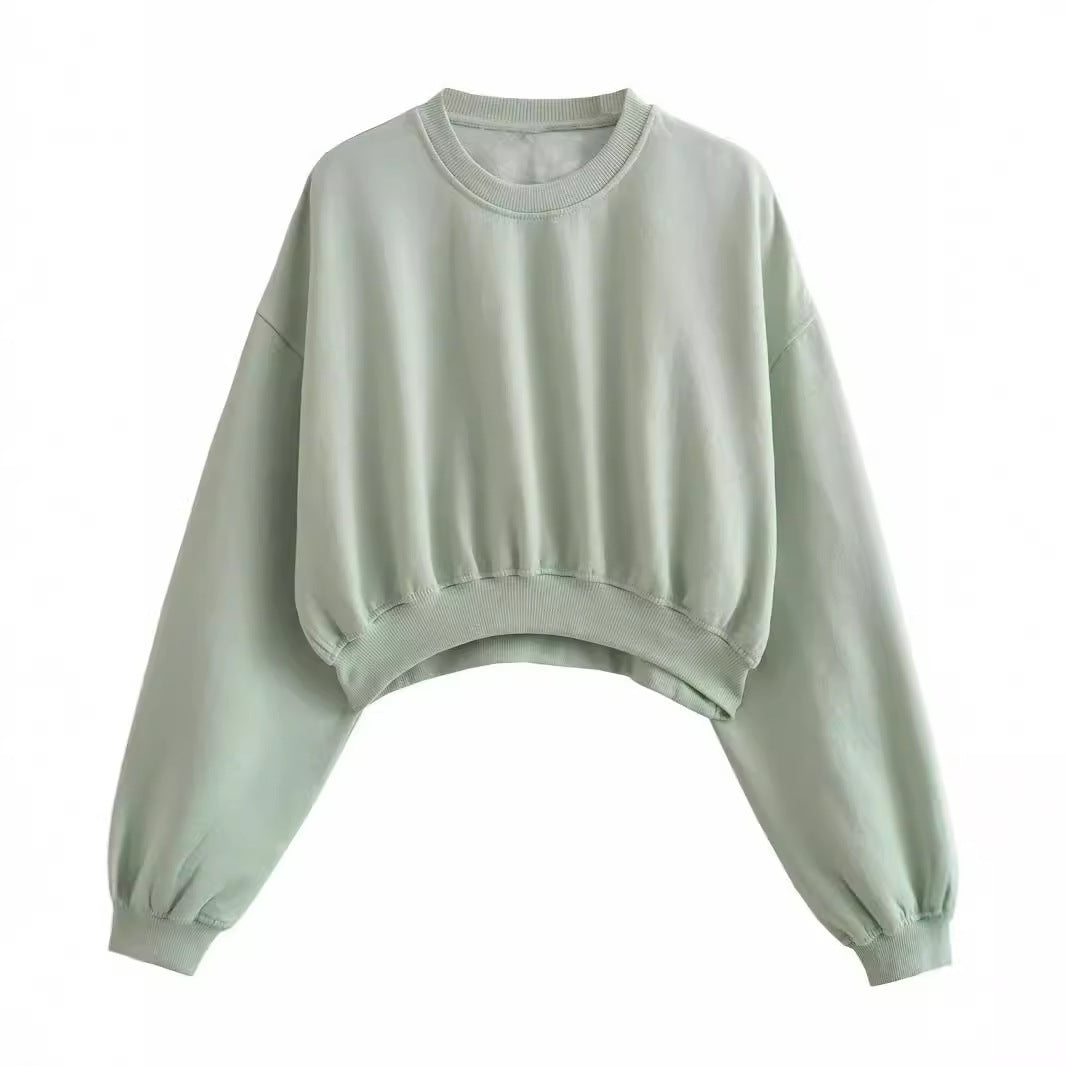 Damen Kurzes Oversize‑Sweatshirt mit gerafftem Saum und Ballonärmeln Nord Taschen