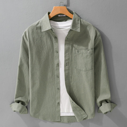 Herren Hemdjacke-Overshirt aus softem Baumwoll-Twill im Layering-Look mit aufgesetzter Brusttasche Nord Taschen