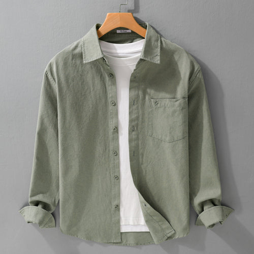 Herren Hemdjacke-Overshirt aus softem Baumwoll-Twill im Layering-Look mit aufgesetzter Brusttasche Nord Taschen