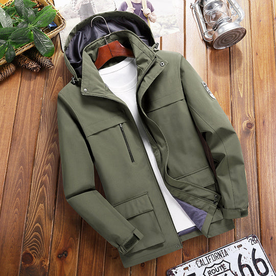 Herren Trendige Outdoor-Jacke mit abnehmbarer Kapuze Nord Taschen