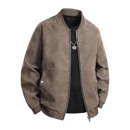 Herren Veloursoptik-Bomberjacke im minimalistischen Look mit Zweiwege-Reißverschluss, Rippkragen und verdeckten Druckknöpfen Nord Taschen