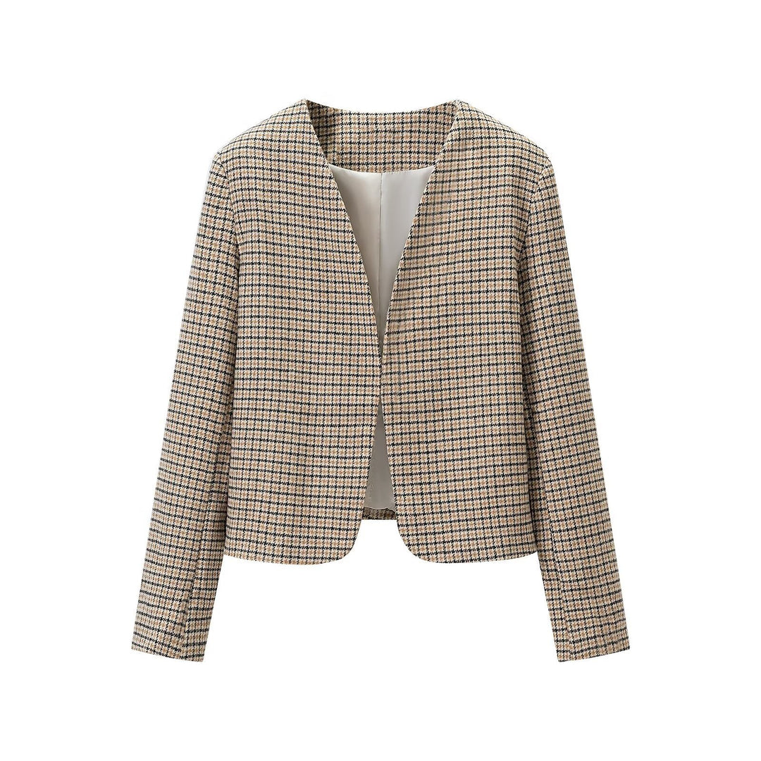 Damen Zweiteiliges Tweed-Ensemble mit kragenlosem Cropped-Blazer und A-Linien-Minirock Nord Taschen