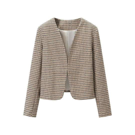 Damen Zweiteiliges Tweed-Ensemble mit kragenlosem Cropped-Blazer und A-Linien-Minirock Nord Taschen