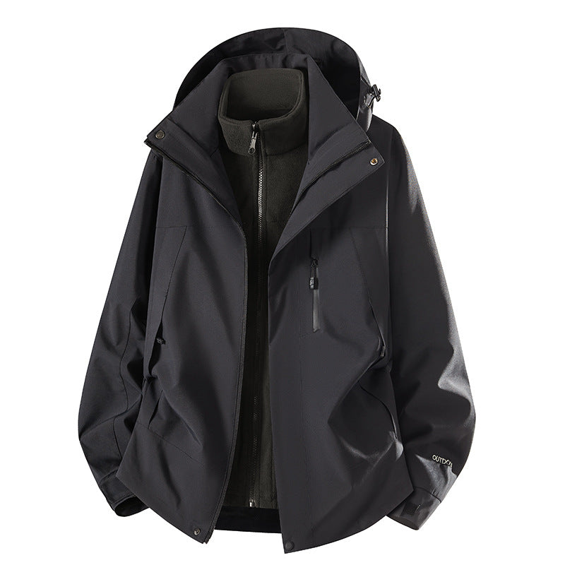 Herren zweiteilige Softshelljacke mit herausnehmbarer Fleece-Innenjacke, verstellbarer Kapuze und wasserabweisender Membran Nord Taschen