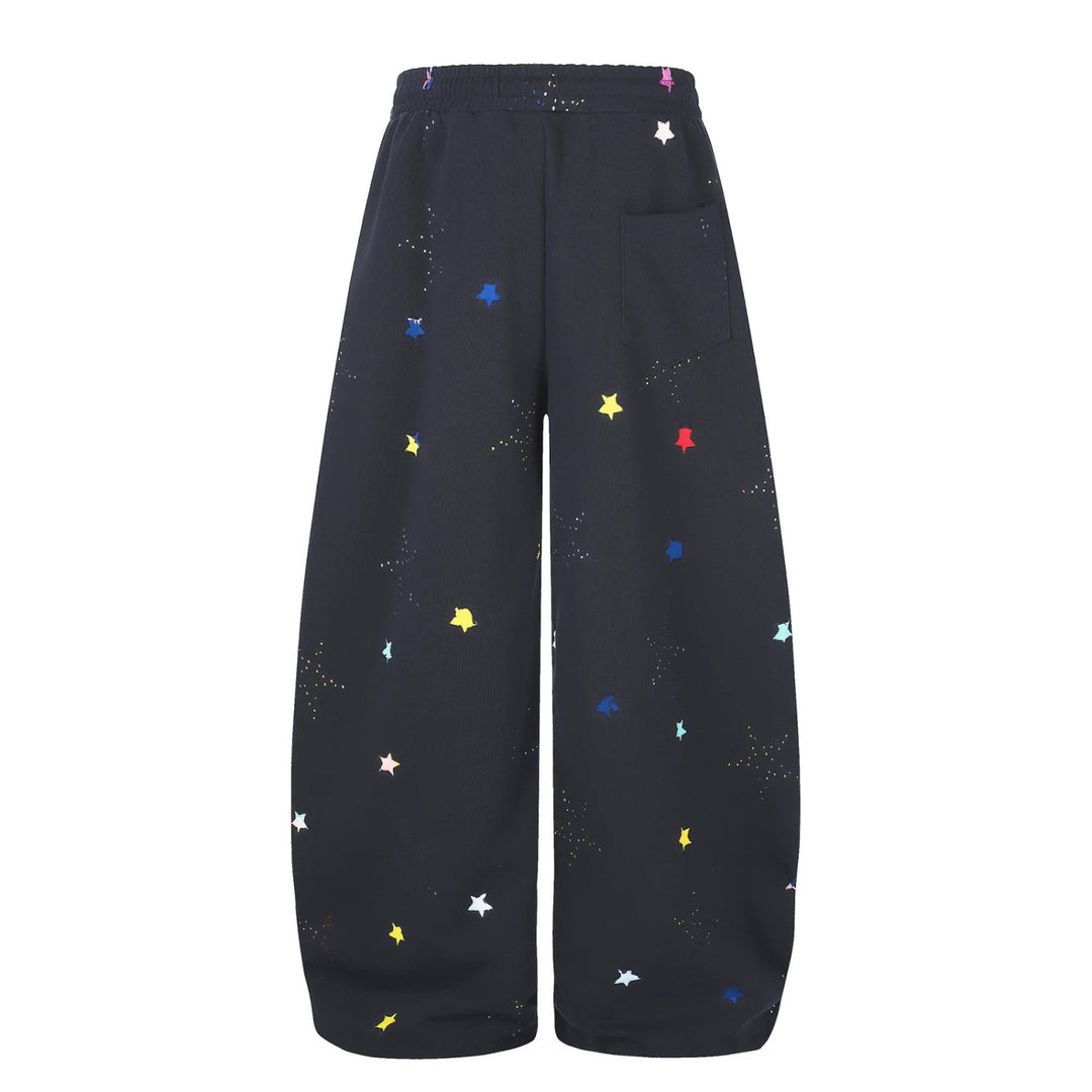 Damen Extraweite Palazzo-Capri-Sweathose mit Sternen-Print, Komfortbund und verstellbarem Saum Nord Taschen