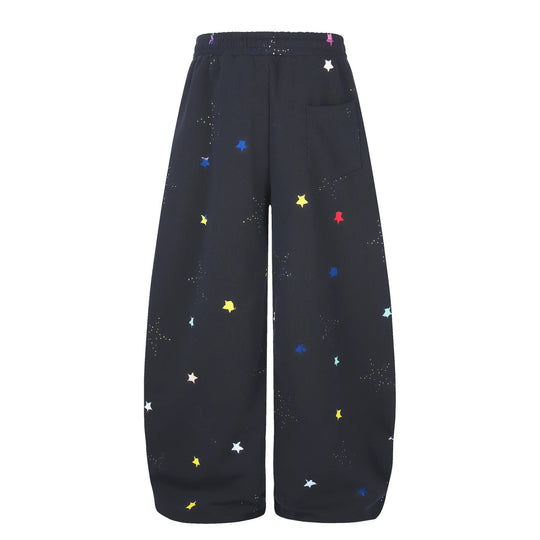 Damen Extraweite Palazzo-Capri-Sweathose mit Sternen-Print, Komfortbund und verstellbarem Saum Nord Taschen