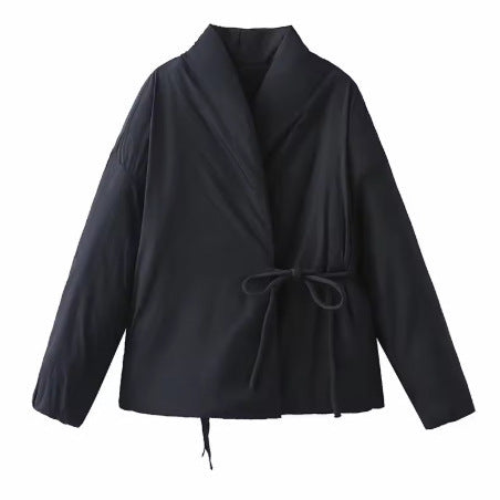 Damen 900+ gesteppte Wickeljacke mit Schalkragen und Taillenband Nord Taschen