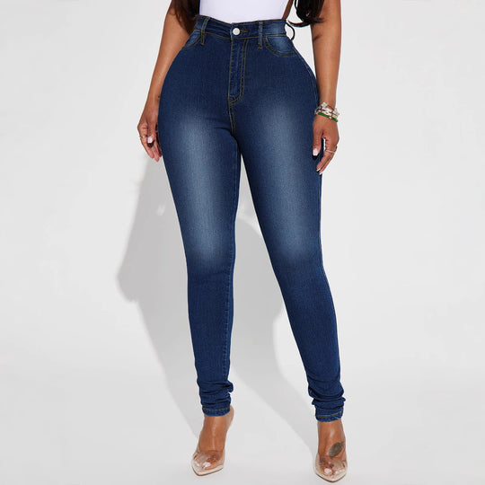Damen High-Waist Skinny-Jeans mit formendem Stretch und schmalem Bein Nord Taschen