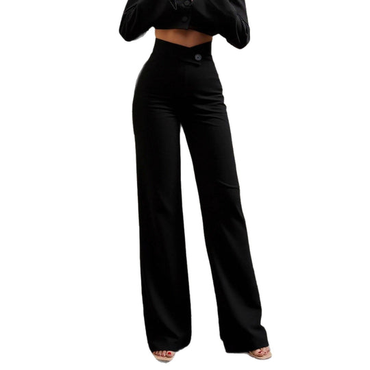 Damen Elegante High-Waist Hose mit weitem Schnitt