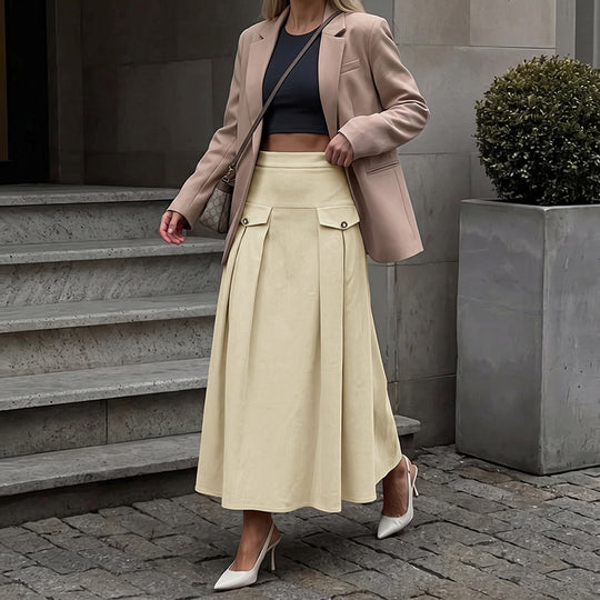 Damen Eleganter Plisseerock mit Gürteldetails Nord Taschen