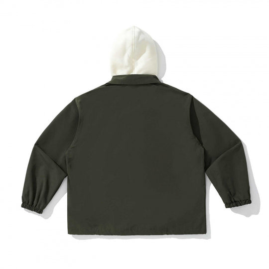 Unisex Zweilagige Overshirt Jacke mit angenähter Fleecekapuze und Druckknopfleiste Nord Taschen