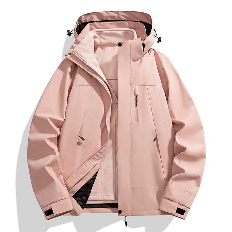 Herren Wasserdichte Softshell-Regenjacke mit Fleece-Innenfutter und verstellbarer Kapuze Nord Taschen