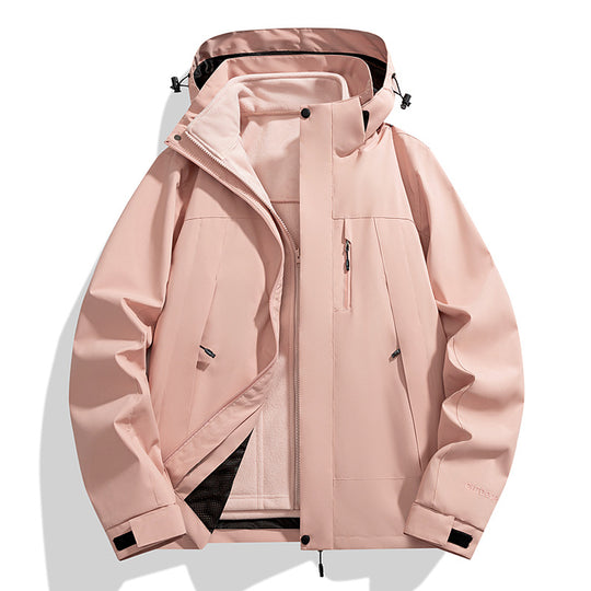 Herren Wasserdichte Softshell-Regenjacke mit Fleece-Innenfutter und verstellbarer Kapuze Nord Taschen
