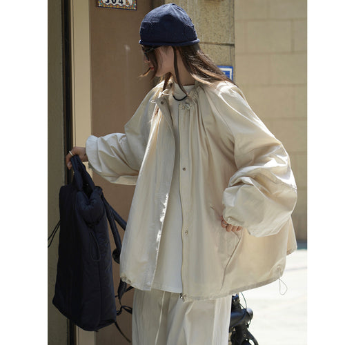Damen Oversize Übergangsparka mit Kordelkragen und elastischen Bündchen Nord Taschen