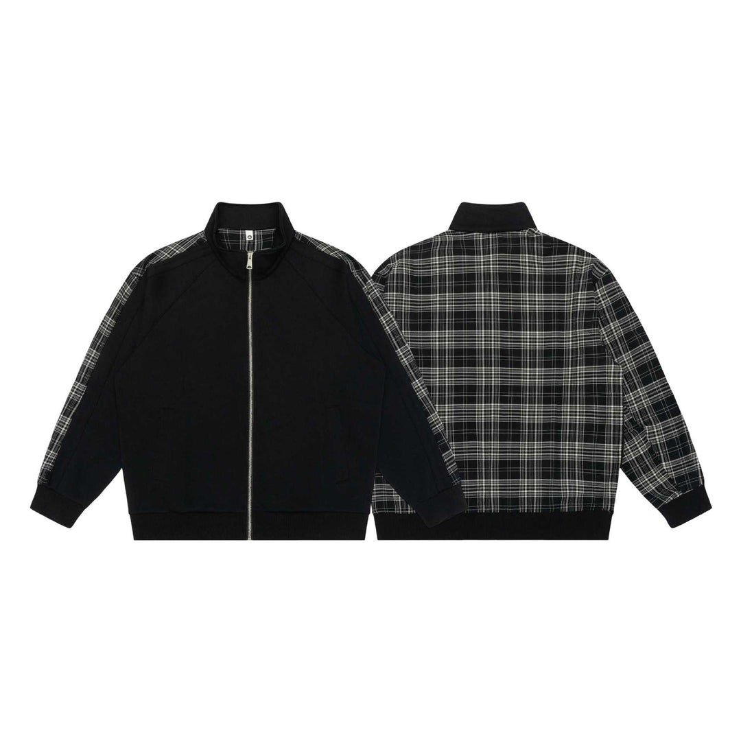 Damen Sweatjacke mit Stehkragen und kariertem Schulterstreifen Nord Taschen