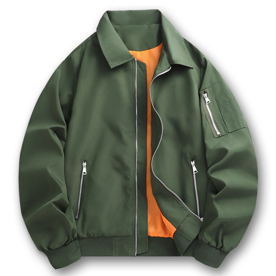 Herren Leichter Twill-Bomber mit kontrastierendem Futter, Reißverschlusstaschen und Ärmeltasche Nord Taschen