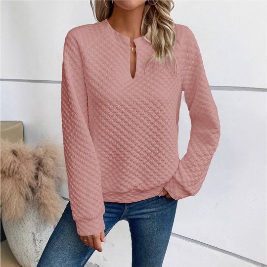 Damen Gequilteter Stepppullover mit V‑Schlitz und strukturierter Rautenoptik Nord Taschen