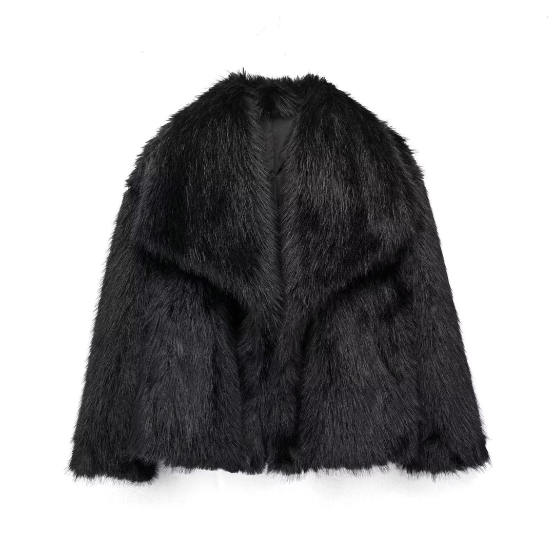 Damen Kurze Kunstpelzjacke im Bolero‑Stil mit extraweichem Schalkragen Nord Taschen