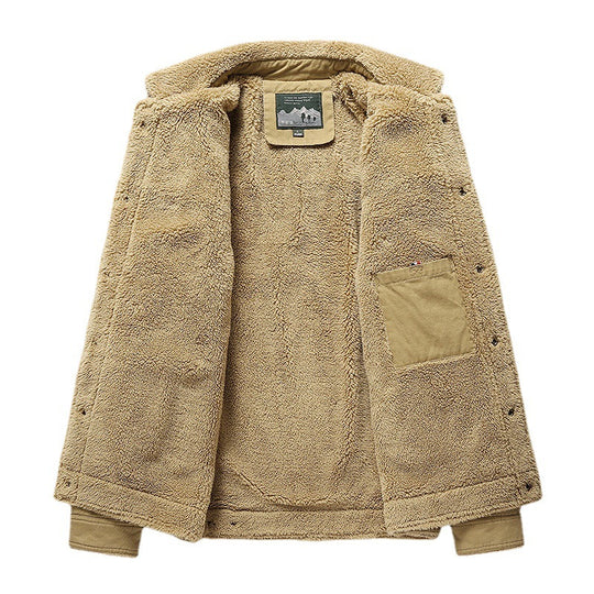 Herren robuste Canvas-Workjacke mit Teddyfleece-Innenfutter und Hemdkragen Nord Taschen