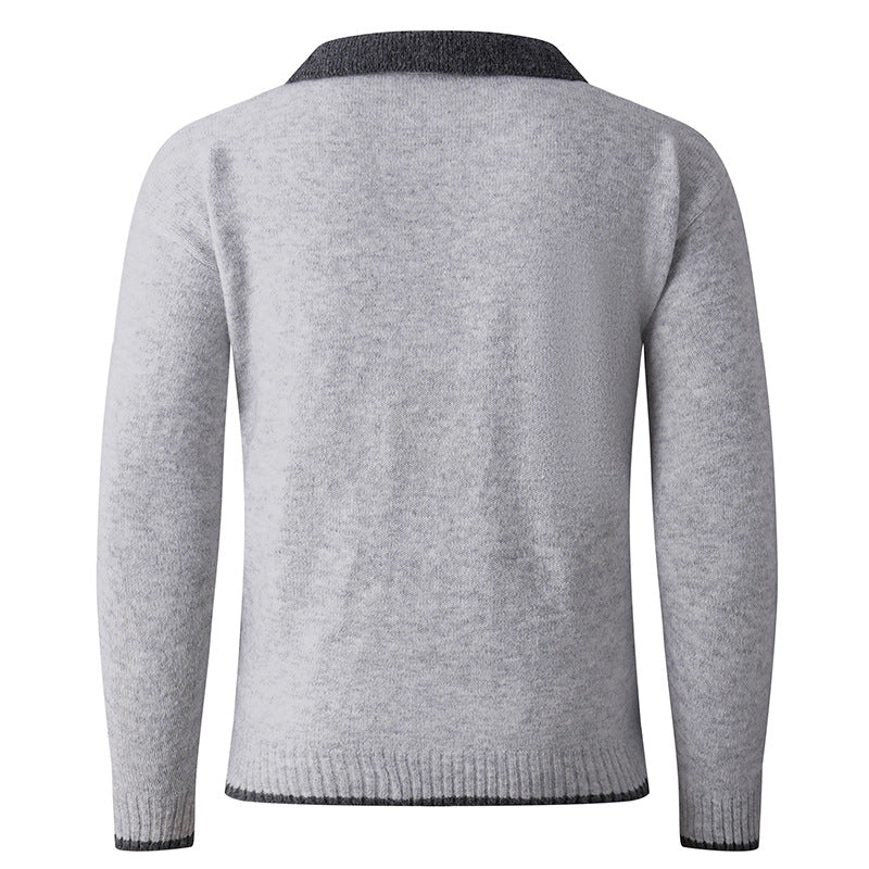 Herren Feiner V-Ausschnitt-Pullover mit Hemdkragen‑Optik und gerippten Bündchen Nord Taschen