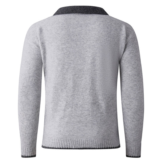 Herren Feiner V-Ausschnitt-Pullover mit Hemdkragen‑Optik und gerippten Bündchen Nord Taschen