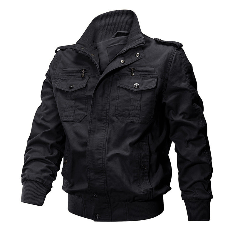 Herren  leichter Urban-Fieldbomber aus gewaschenem Canvas mit Reißverschluss-Brusttaschen und elastischem Bund Nord Taschen