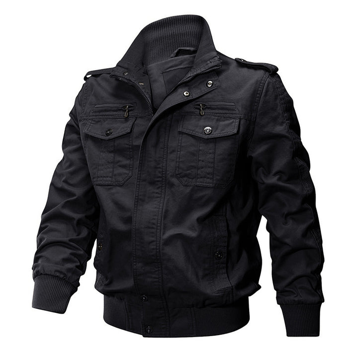 Herren  leichter Urban-Fieldbomber aus gewaschenem Canvas mit Reißverschluss-Brusttaschen und elastischem Bund Nord Taschen