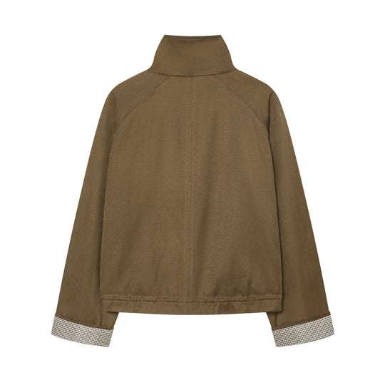 Damen Cropped Field‑Jacke im Utility‑Look mit hohem Stehkragen und Kordelzug Nord Taschen