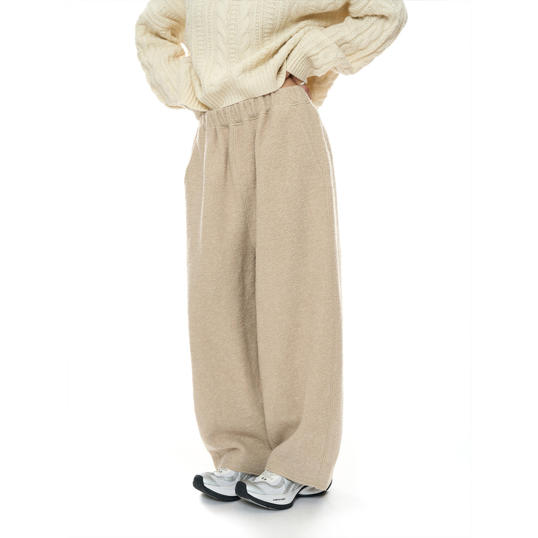 Damen Weite Teddy-Fleece Palazzo-Hose mit hohem Elastbund und Eingrifftaschen Nord Taschen