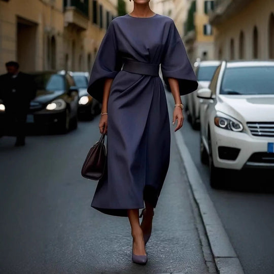 Damen Elegantes Maxikleid mit Befestigungsband und weitem Ärmel