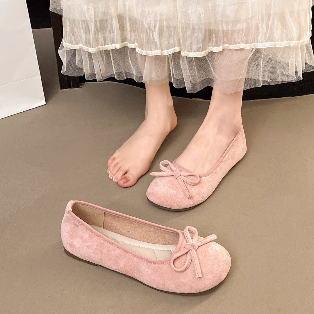 Damen elegante Ballerinas mit zierlichem Schleifendetail