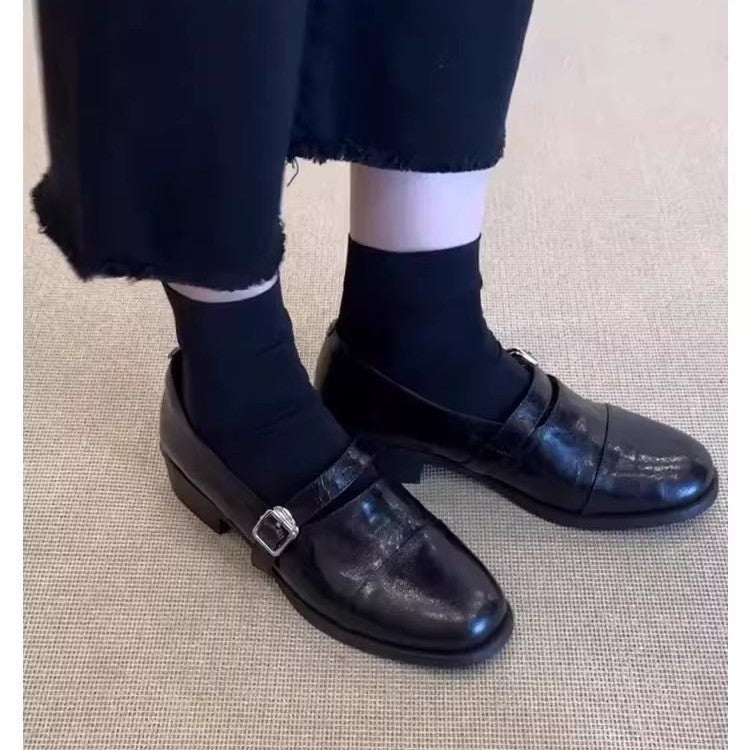 Damen Flache Leder‑Mary‑Jane‑Loafer mit verstellbarer Metallschnalle Nord Taschen