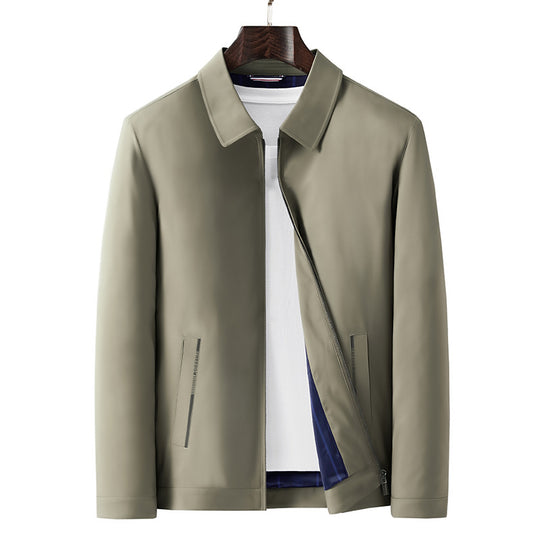 Herren Minimalistische leichte Übergangsjacke mit Hemdkragen, verdecktem Reißverschluss & seitlichen Reißverschlusstaschen Nord Taschen