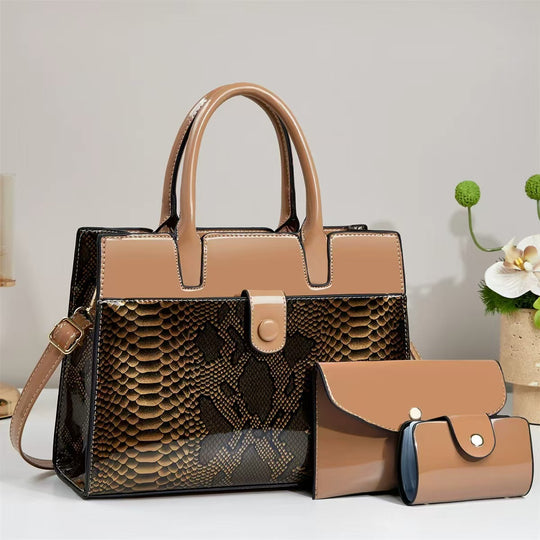 Damen Designer-Handtasche mit strukturiertem Schlangenleder-Look und abnehmbarer Clutch Nord Taschen