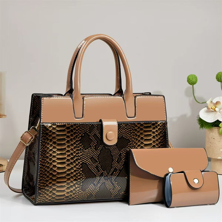 Damen Designer-Handtasche mit strukturiertem Schlangenleder-Look und abnehmbarer Clutch Nord Taschen