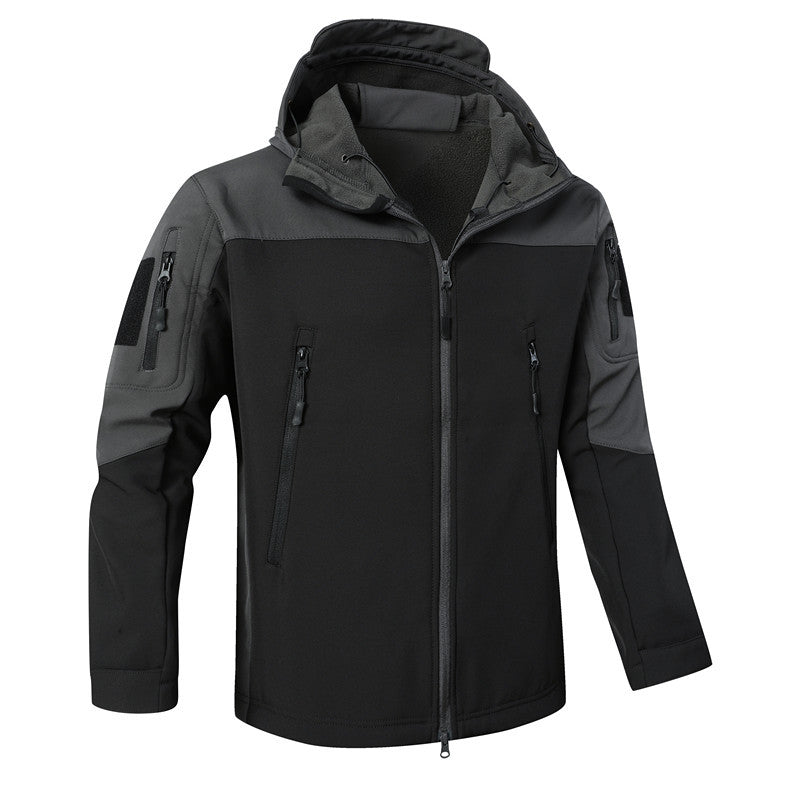 Herren Softshell-Outdoorjacke mit taktischer Ärmeltasche, verstellbarer Kapuze und wasserabweisender Membran Nord Taschen