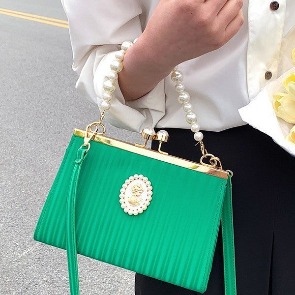Damen elegante Clutch-Tasche mit Perlenschmuck Nord Taschen