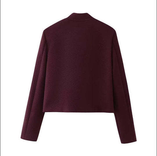 Damen Kurze Cropped‑Utilityjacke aus Wollmix mit Stehkragen und aufgesetzten Klappentaschen Nord Taschen