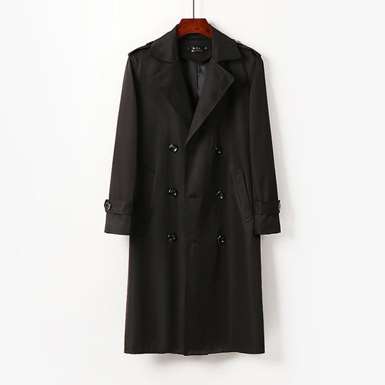 Herren Doppelreihiger Trenchcoat mit Schulterklappen, langer Silhouette und klassischem Revers Nord Taschen