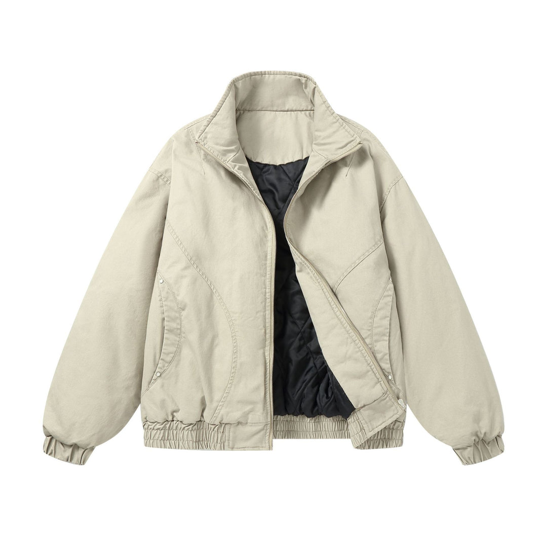Damen Boxy-wattierte Bomberjacke mit hohem Stehkragen und elastischem Saum Nord Taschen