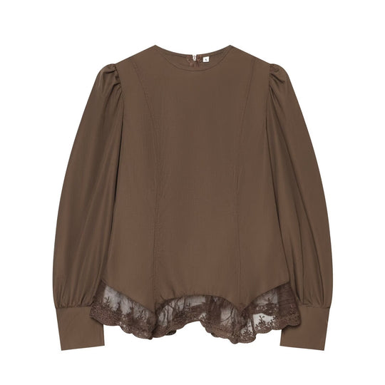 Damen Bluse mit Volumenärmeln und Spitzenbesatz Nord Taschen