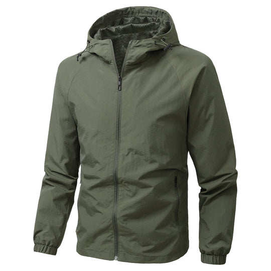 Herren Leichte winddichte Kapuzen-Outdoorjacke mit durchgehendem Reißverschluss und elastischen Bündchen Nord Taschen