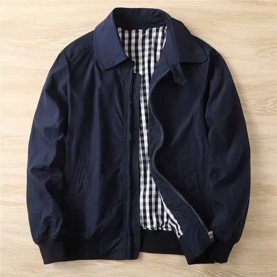 Herren Schlanke Harrington-Jacke im Bomberstil mit Hemdkragen und geripptem Saum Nord Taschen