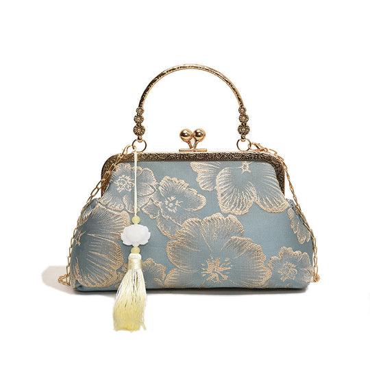 Damen elegante Handtasche mit floralem Design und glamourösem Kettenverschluss Nord Taschen