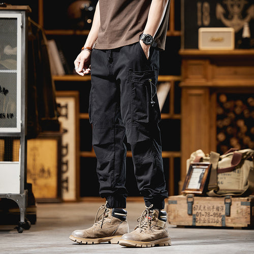 Herren Militärisch inspirierte Cargohose mit elastischem Tunnelzugbund, Klapp- und Reißverschlusstaschen Nord Taschen